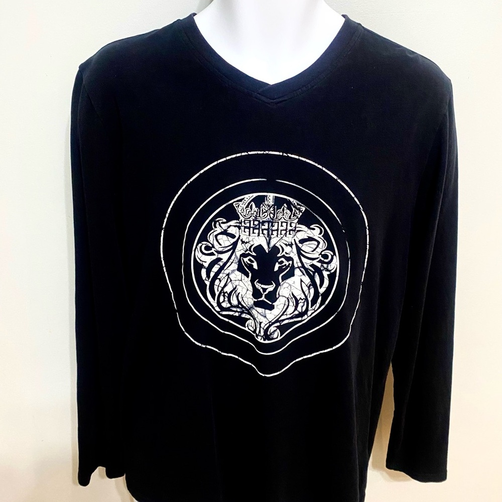 VERSACE  VERSUS Black Long Sleeve Shirt with Lion Emblemy